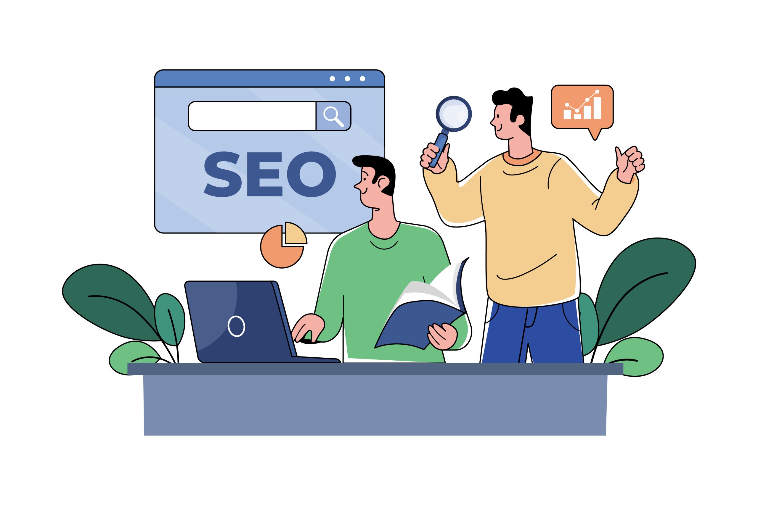 Search Engine Optimization Illustration concept on white backgro